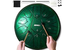 NIPINUS Rain Drum for Outside Garden, Steel Tongue Drum - 6 Inch 11 Notes Metal HandPan Drums,Waterproof Rain Chime,Musical Gifts