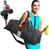 Yoga Mat Bag Carrier with 8-Pocket & Wet Pocket, Air Vent | Large Yoga Mat Holder Fits Thick Mats & Blocks | Gym Duffle Bag for Women & Men