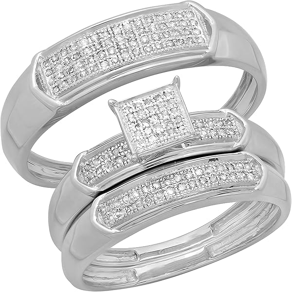 Juego De Anillos De Compromiso Con Diamantes Huecos