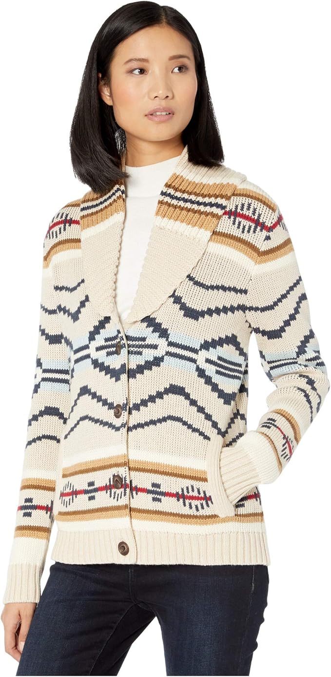 Pendleton Women's Currents Cardigan Sweater, Natural Heather Multi, XX
