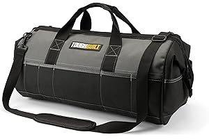 ToughBuilt – 24" Builder Tool Bag, Heavy-Duty 1680D Ballistic Fabric Wide-Opening Bag with Waterproof Hard Base, Reinforced Handles, Industrial Zippers & Multi-Pocket Storage (TB-77-24)