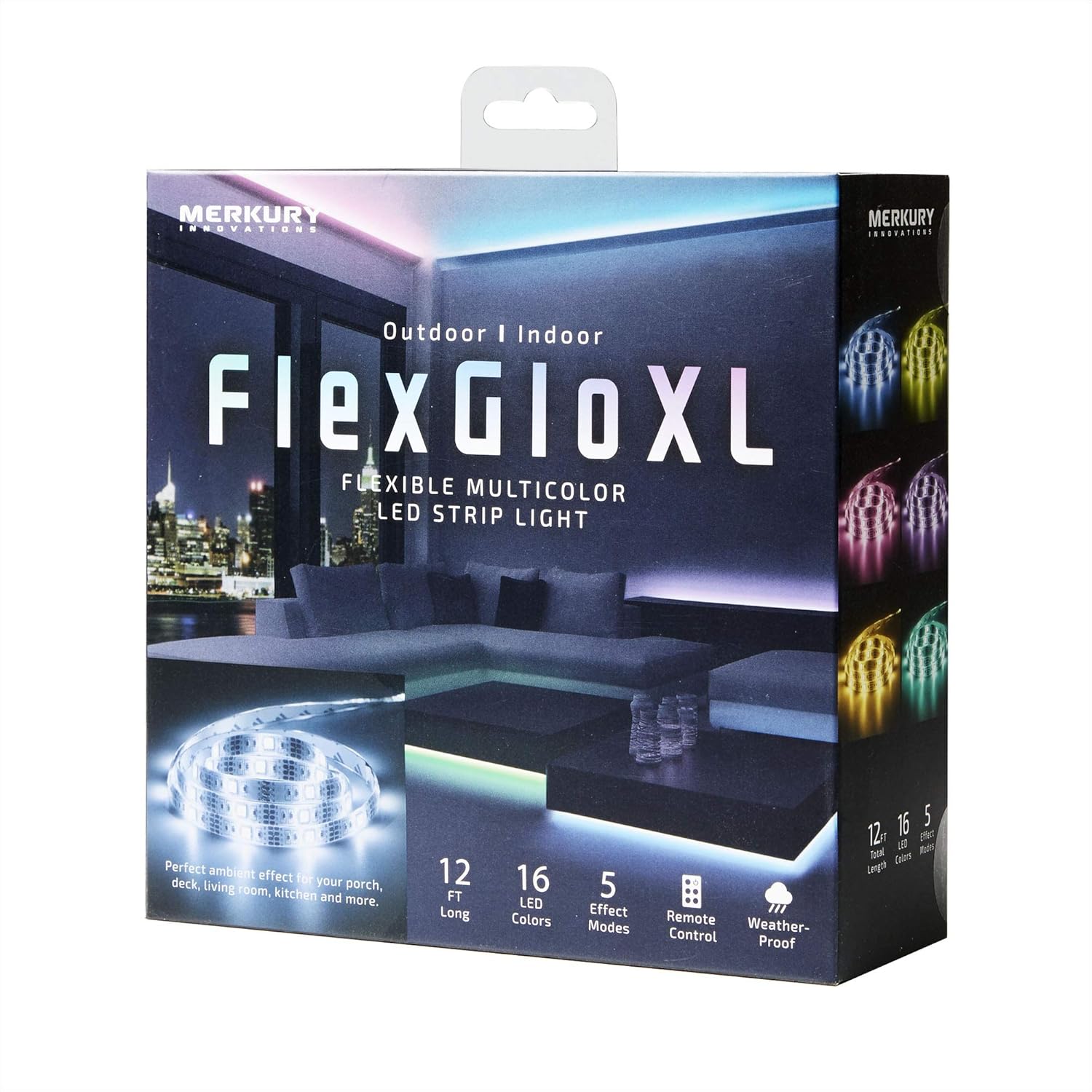 Merkury Innovations LED Strip Light Waterproof 120 LEDs 12 Ft RGB SMD