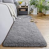 AROGAN Shag 2x6 Runner Rug for Bedroom, Washable Rugs Runners with Memory Foam for Hallways, Entryway Indoor Fluffy Throw Rug for Beside Living Room Kids Girls Nursery Dorm Room Decor, Grey