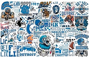 MOXIE SEE MOXIE DO 50 PCS Detroit Stickers Decal for Lions Stickers Pack Football Colorful Aesthetic Decal Vinyl Sticker Waterproof for Water Bottle Computer Laptop Luggage Phone Car Skateboard Bumper