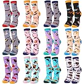 ShinyMatch 12 Pairs Dachshund Socks for Women Christmas Wiener Dog Casual Crew Socks Cute Cartoon Xmas Funny Gifts for Dog Lover