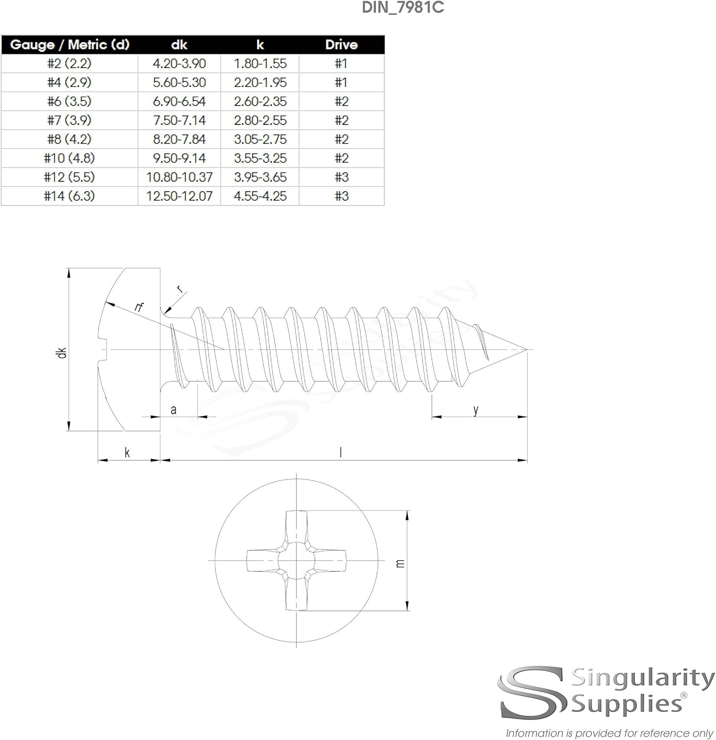 No.6 x 0.625 (3.5mm x 16mm) Pozi Pan Self-Tapping Screw - Stainless Steel (A2) (Pack of 20), 3.5x16 - A2(20) - Image 5