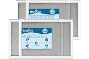Yoochee Expandable Window Screen(15" H x 21" - 40" W), 2 Pack Medium Adjustable Window Screens - Durable Replacement Screen for Window