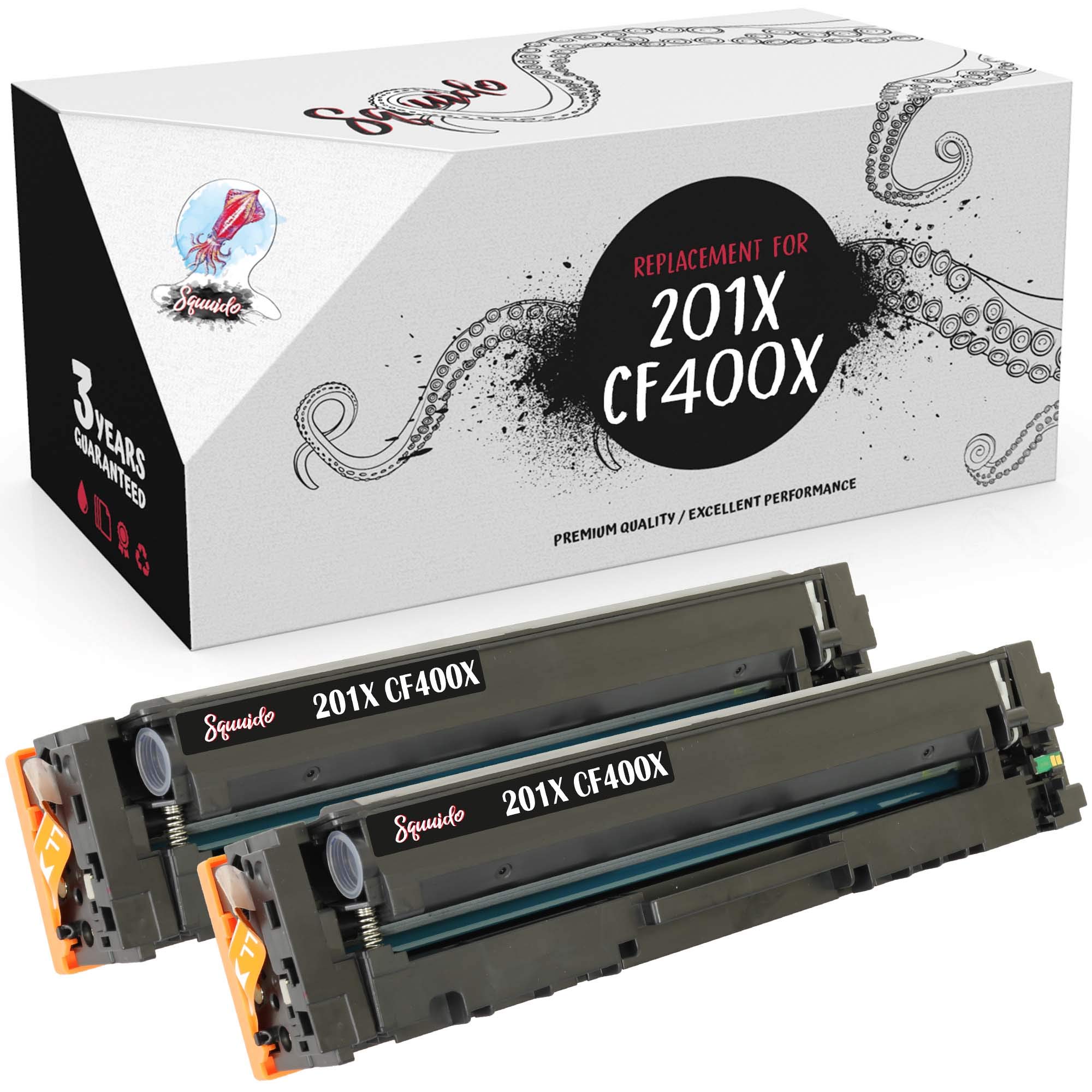 Squuido 2 black toner cartridges 201X CF400X compatible with HP Color LaserJet Pro MFP M277dw M277n M274n M252dw M252n | High Yield 2800 pages