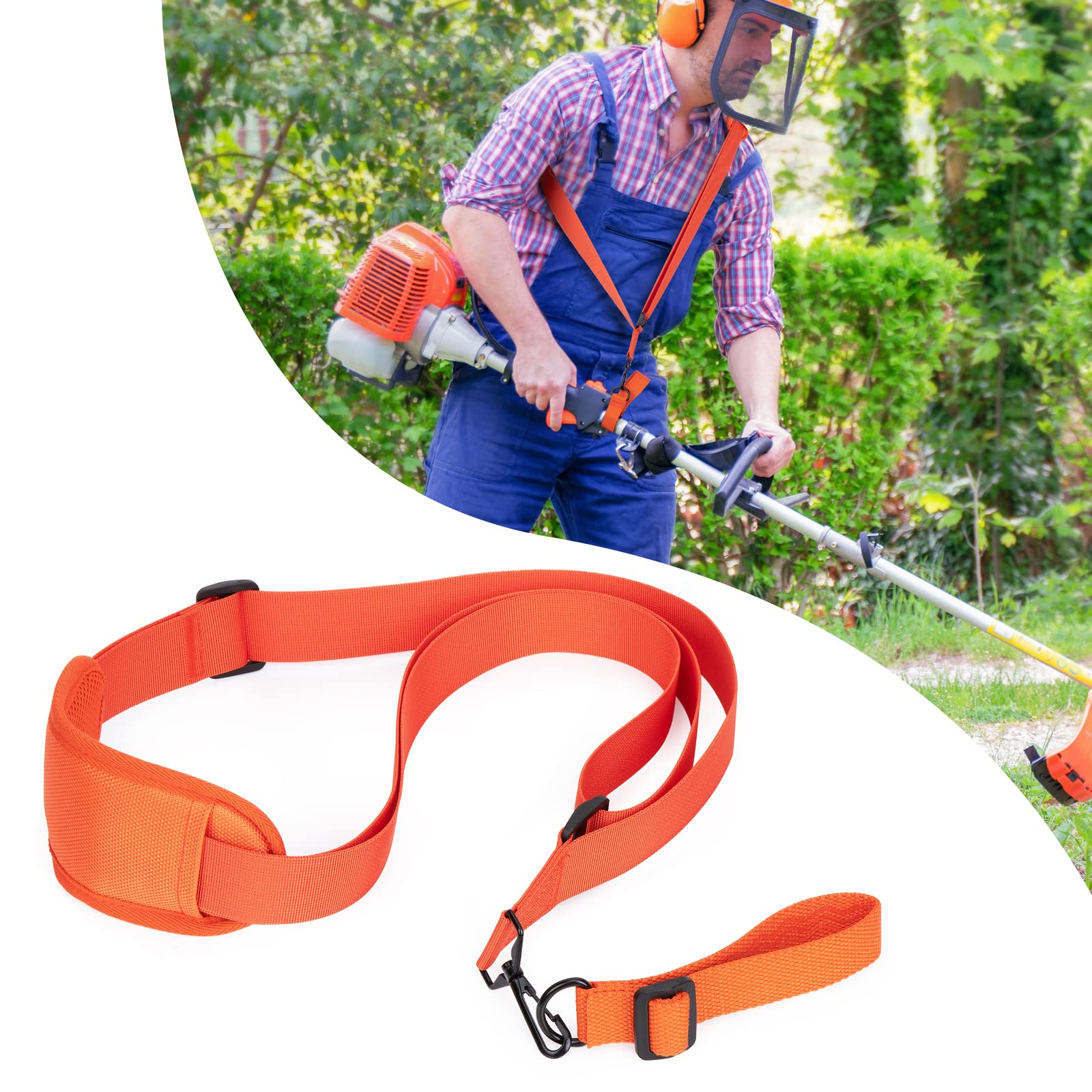 YOUSHARES Strimmer Harness - Mower Harness Strap Trimmer Shoulder Strap Nylon Belt for Brushcutter & Strimmer Compatible with Most Grass Trimmer (Orange)