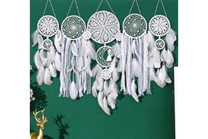 DJSYLIFE Dream Catchers Boho Wall Decor Moon and Sun Feather Handmade Traditional Dream Catcher Wall Hanging Decor for Kids Bedroom Adult Living Room Home Bohemian Decorations (Grey Set)