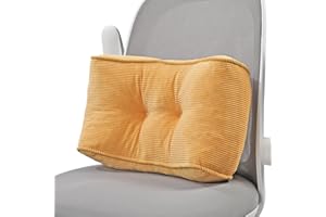 Glyzia Lumbar Support Pillow for Office Chairs, High-Density Foam Back Support Pillow for Lower Back Pain Relief, Soft & Support Corduroy Desk Chair Cushion, M, Yellow