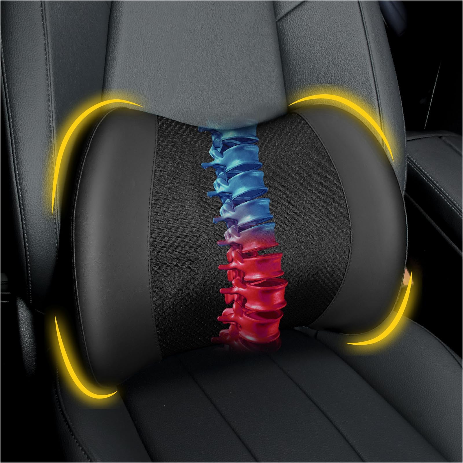 Photo 1 of Lumbar Support Pillow for Car, Memory Foam Lumbar Pillow for Lower Back Pain Relief - Back Cushion for Driving, Chair Support for Car-Office Chair, Wheelchair - Black
