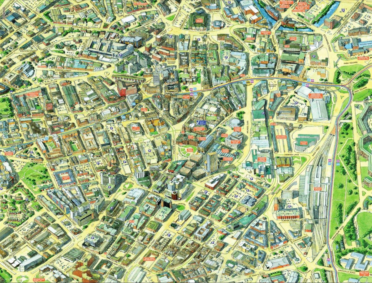 HPY Cityscapes Street Map Of Sheffield 400 Piece Jigsaw Puzzle 470mm x 320mm (hpc)