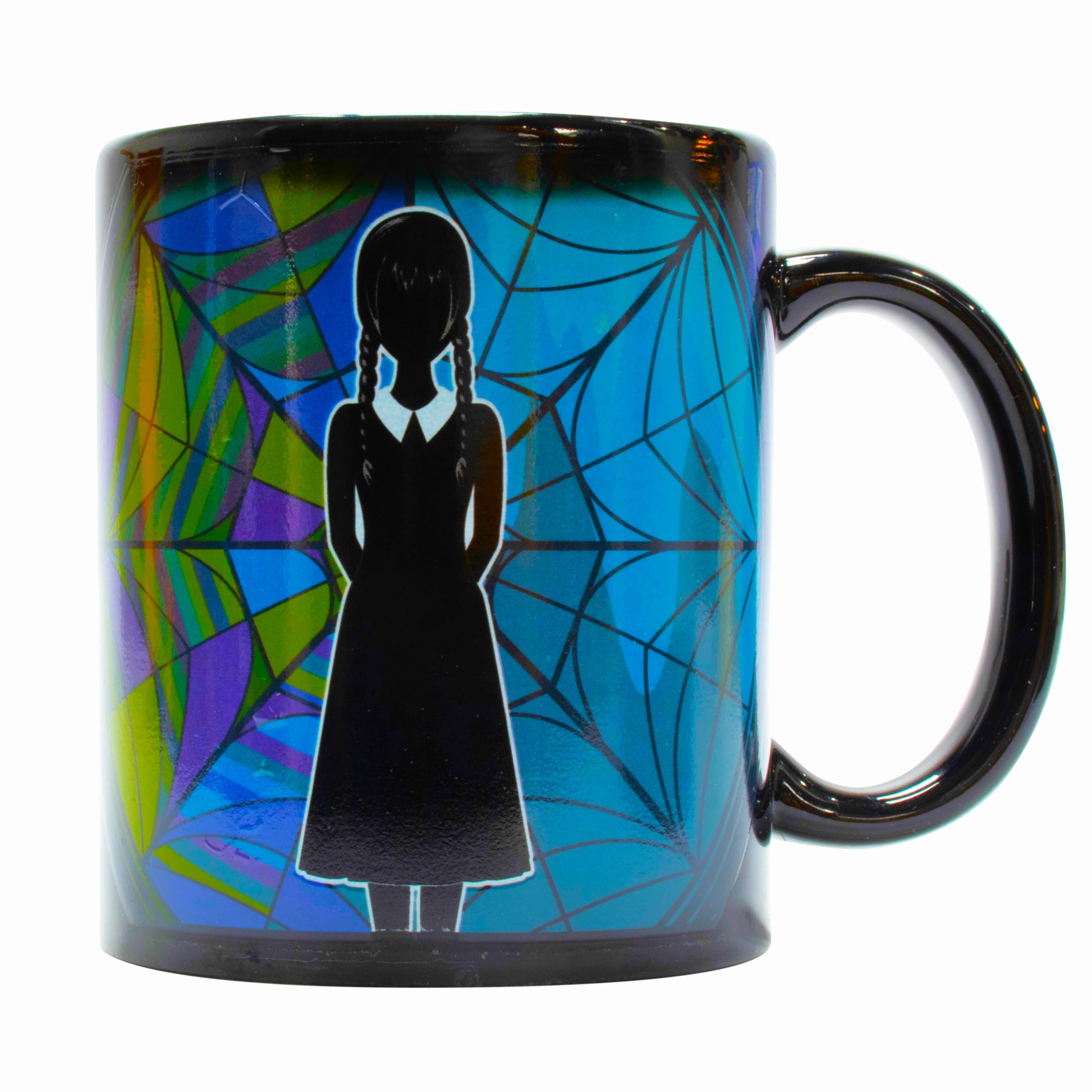 Blue Sky Studios Wednesday Colour Changing Coffee Mug, Heat Activated Ophelia Hall Stained Glass Window Design, Licensed Merchandise & Gift