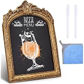 1 Pack Framed Tabletop Chalkboard Sign 7 x 10 in Rustic Frame, Arch | Hanging and Tabletop Chalkboard, Menu Board for Cafes Restaurant Wedding Kitchen with 2 Erasable Pen and 1 Cloth