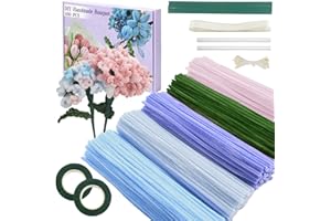 400 Pcs Pipe Cleaners Craft,5 Assorted Colors Pipe Cleaners Bulk, Chenille Stems for DIY Flower Making Kit with Floral Wires,
