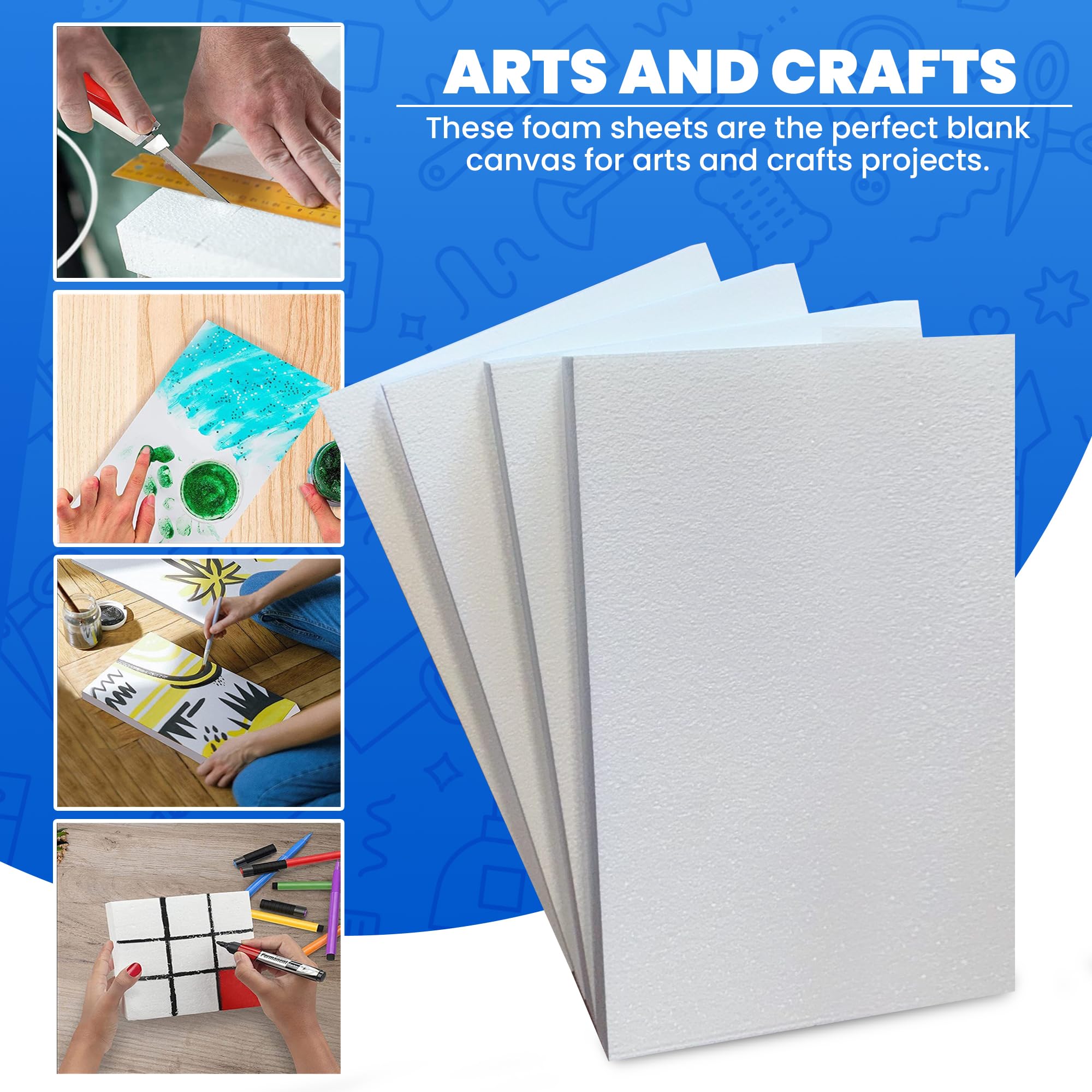 Prestige Foam Craft Foam Sheets 4 Pack - 11x17x1.5 - Made in USA - Foam Sheets for Floral Arrangements, Crafting, Modeling, Art Projects, Sculpting, and DIY Projects