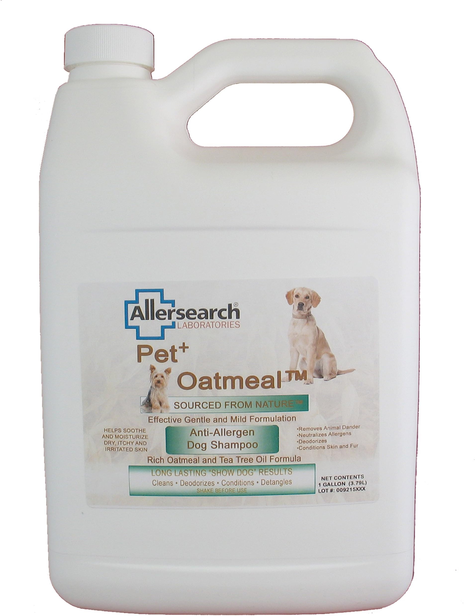 Allersearch Pet+ Oatmeal Anti-Allergen Dog Shampoo, 128 ounces