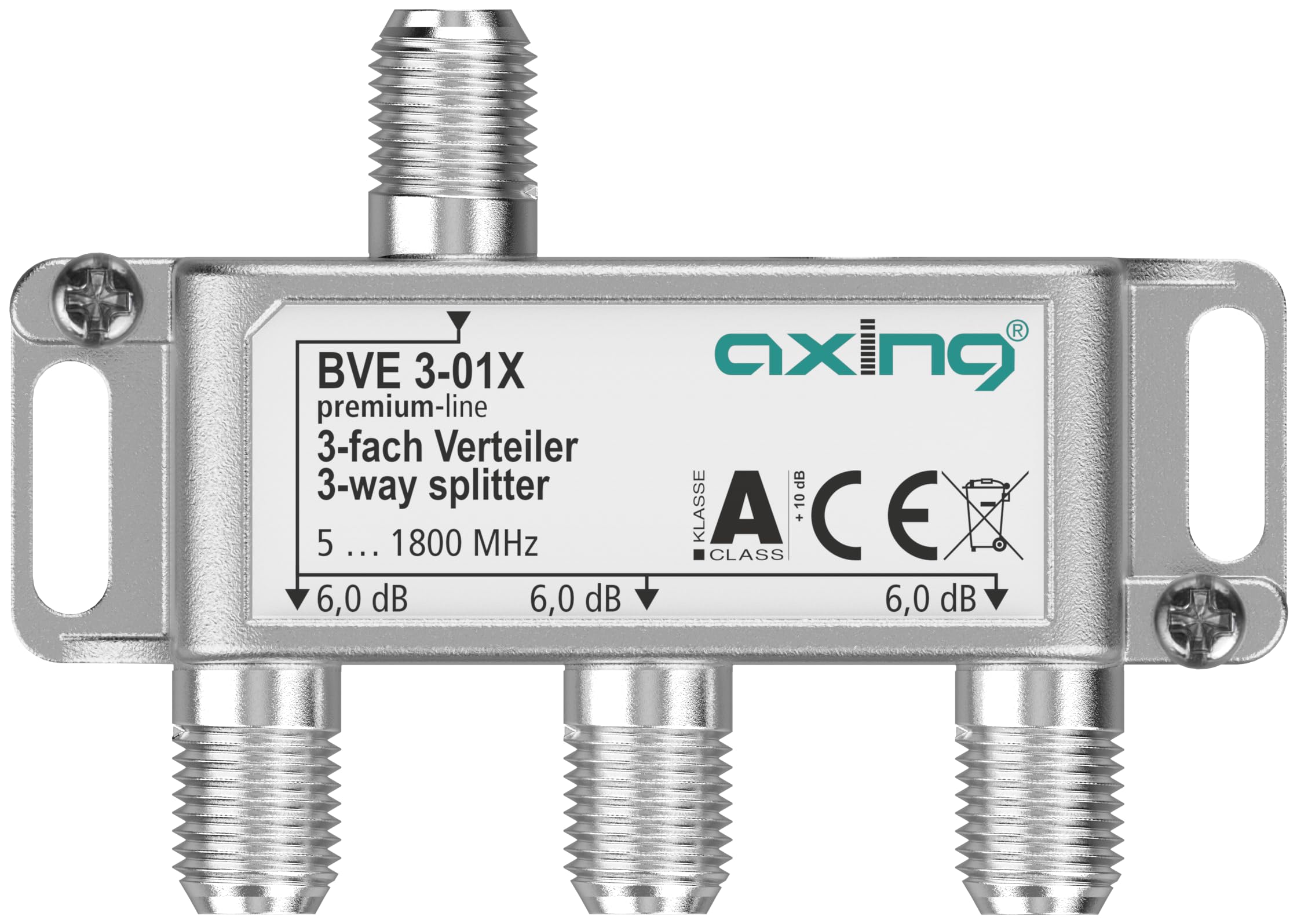 Axing BVE 3-01X 3-Way Splitter 6 dB 5-1800 MHz TV Data Internet Cable TV