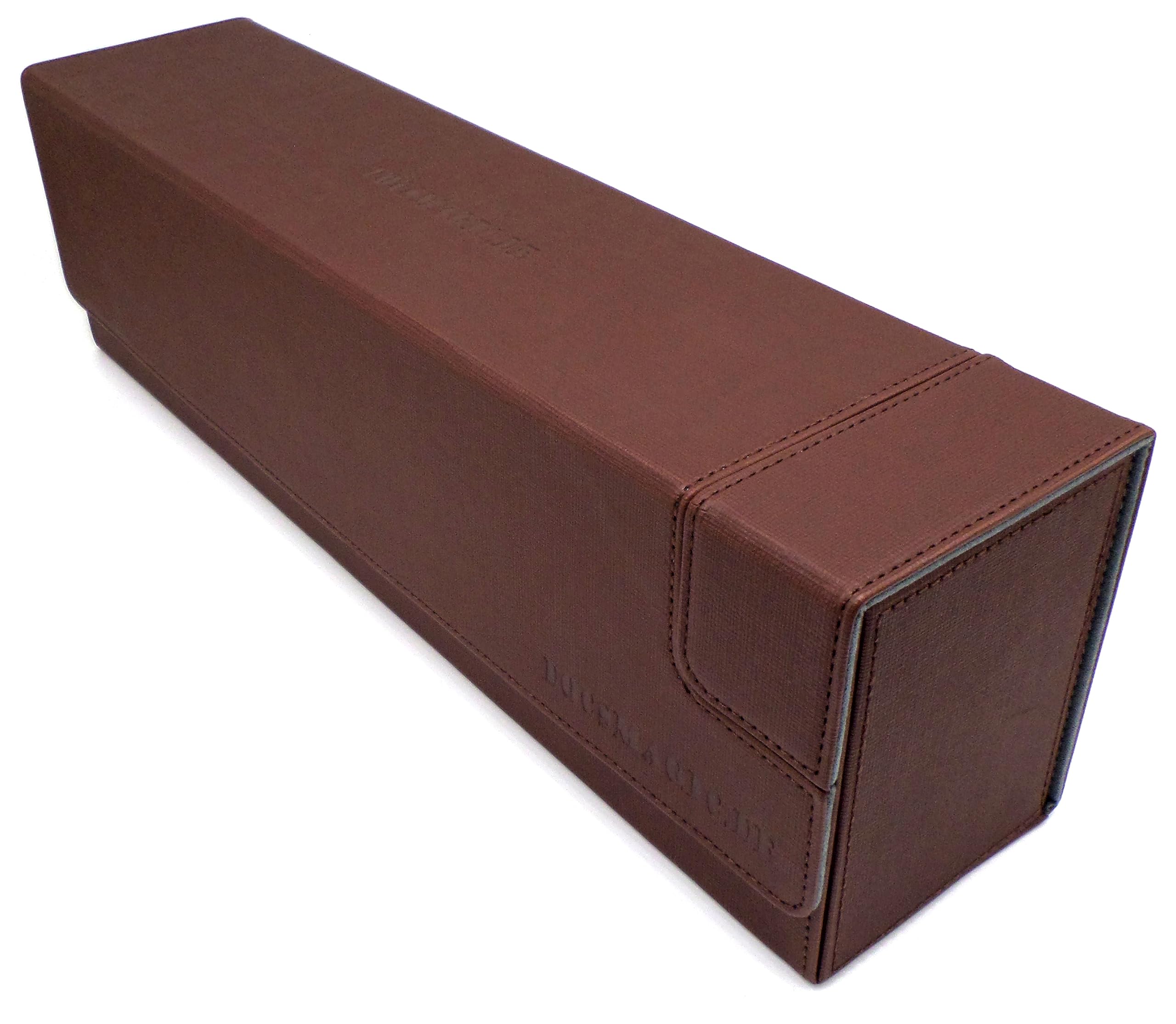 docsmagic.de Premium Magnetic Tray Long Box Brown Large - Card Deck Storage