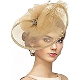 Zinniday Feather Tea Party Fascinator - 2026 Derby Hat with Hairpin, 1920s 50s Hats for Women, 11.81 “x9.84”