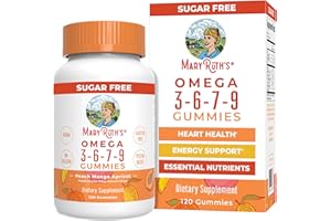 MaryRuth Organics Vegan Omega 3 6 7 9 Gummies | Up to 4 Month Supply | Omega 3 Supplement with Flaxseed Oil | Omega 3 Gummies | No Fish Taste | Non-GMO | 120 Count