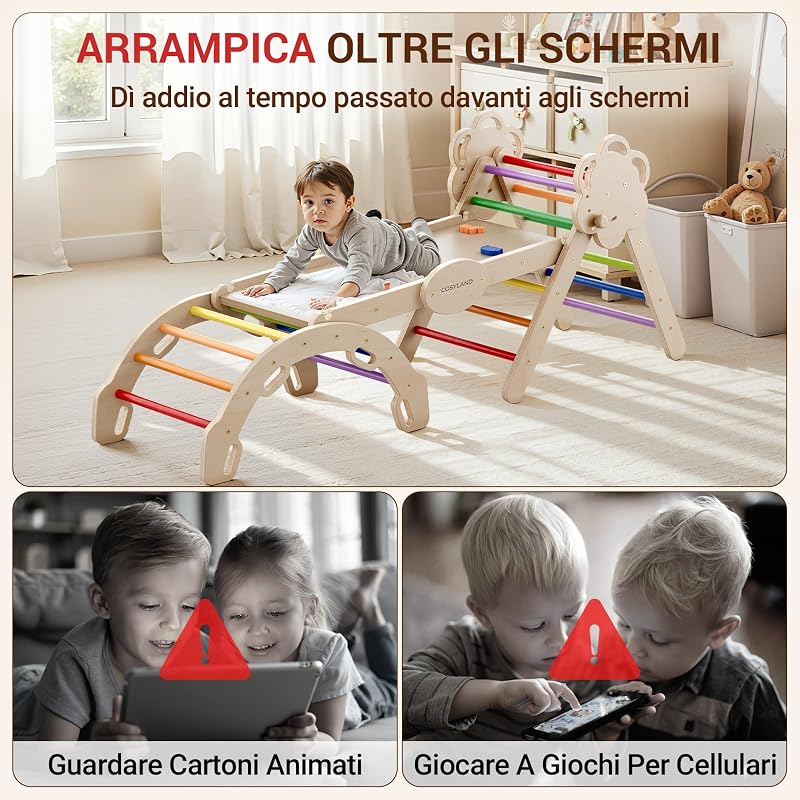 Arrampicata per Bambini 8 in 1, Triangolo Pikler, Colori Mix