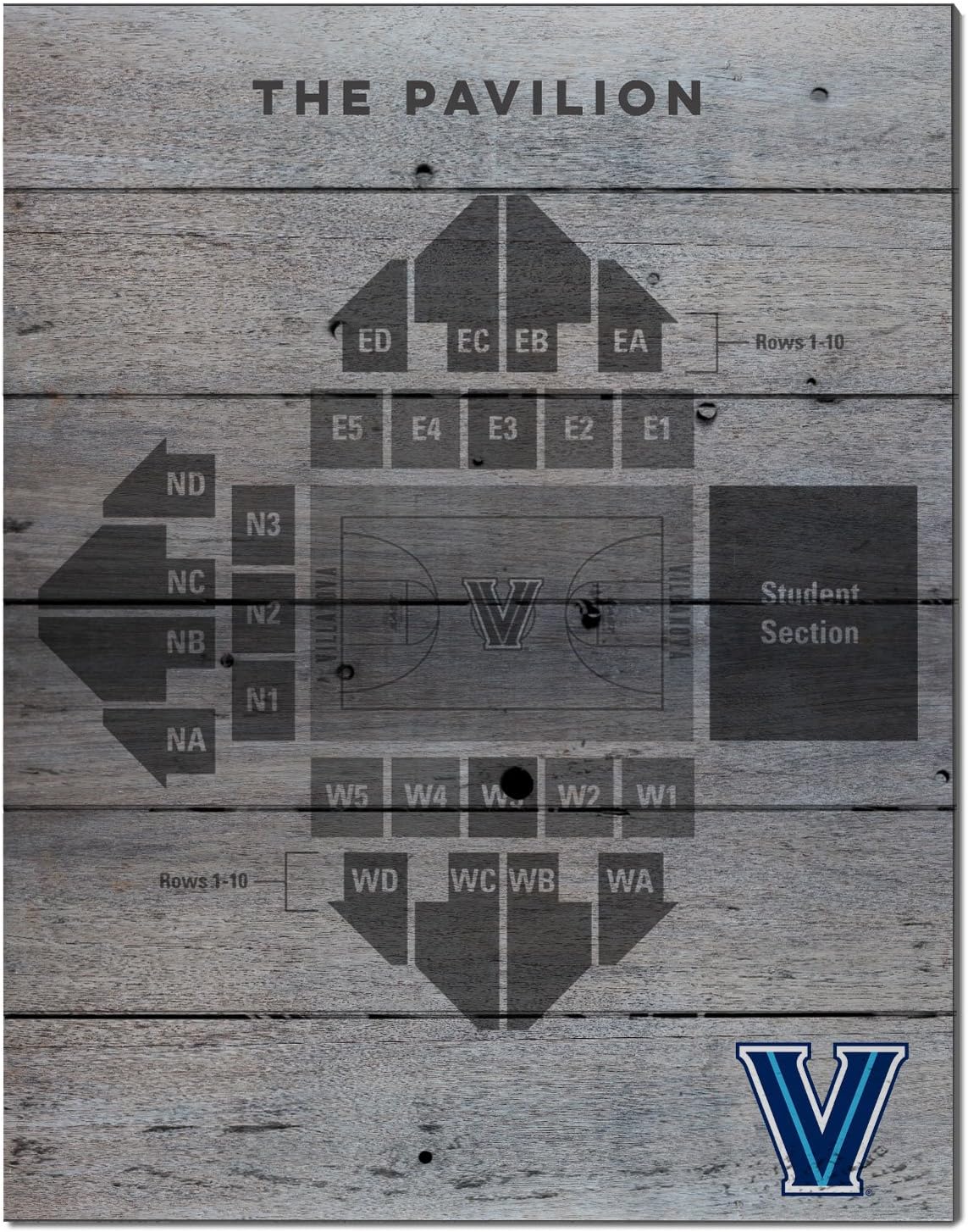 Amazon Com Kh Sports Fan 16 X20 Villanova Wildcats Seating Chart Collage Pallet Pride Plaque Multi Home Kitchen