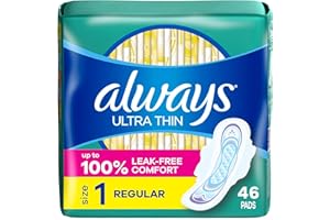 Always Ultra Thin Pads with Wings, Size 1, Regular, 46 Count