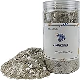 TWINKLING Natural Colored Mica Flakes, Gilding Flake, Mica Flakes Glitter Leaf for DIY Resin Art Crafts, Nail Art, Painting,Jewelry Making, 2-4mm, 150g/5.3oz. (Pure White)