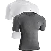 Runhit 2 Pack Men's Compression Shirts Short Sleeve Cool Dry Athletic Workout Shirt Sports Base Layer Undershirt Top