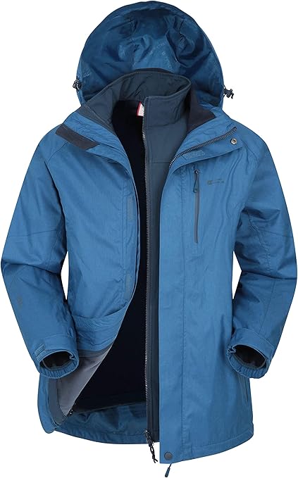 Mountain Warehouse Climb 3 in 1 Extreme Mens Waterproof Jacket - Taped Seams Rain Jacket 