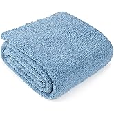 PAVILIA Super Soft Throw Blanket for Couch, Fluffy Cozy Lightweight Light Blue Blanket, Large Fuzzy Warm Knit Blanket for Bed Sofa, Slate Blue, 60x80