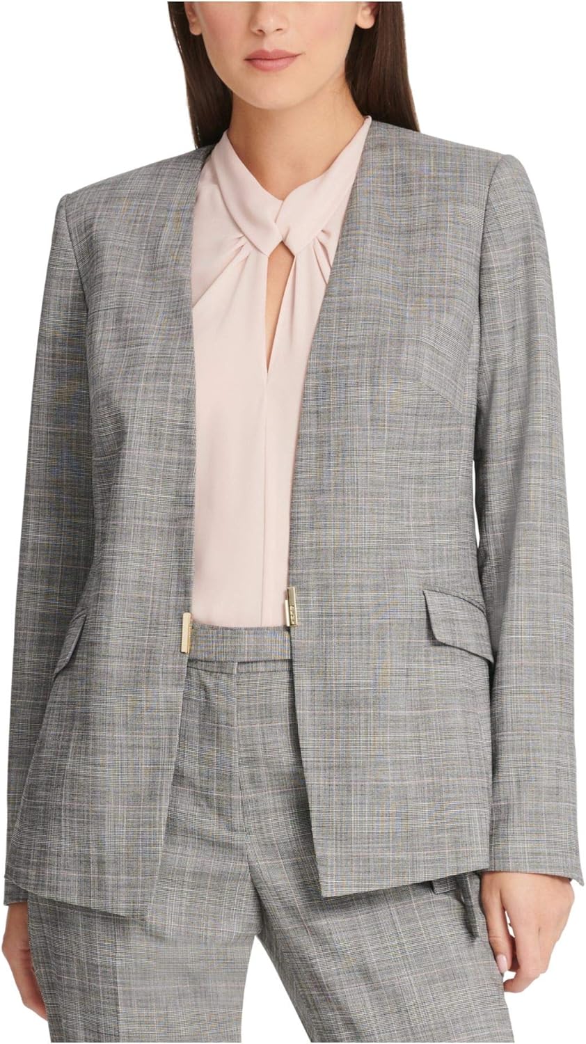 DKNY Womens Gray Plaid Blazer Jacket Size 12 Amazon.co.uk Clothing