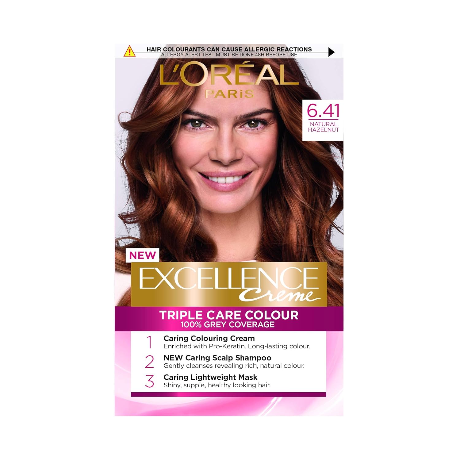L'Oreal Excellence Permanent Hair Dye, 6.41 Natural Hazelnut Brown