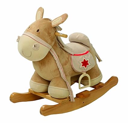 Roba Cavallo A Dondolo In Legno Con Imbottitura In Stoffa Staffa Di Protezione Cavalcabile Utilizzabile Dai 18 Mesi