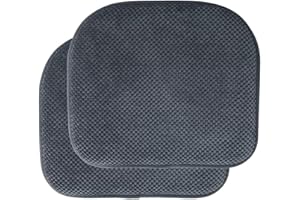 PRONOUS Dark Grey Memory Foam Chair Pads, 2 Pack D-Shaped Seat Cushions for Dining Office Chairs, 17" x 15", Nonslip