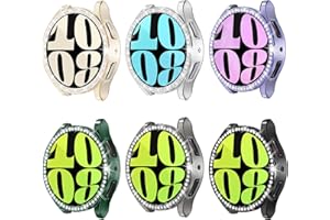 YUVIKE 6-Pack Bling Watch Screen Protector for Samsung Galaxy Watch6 40MM, Glitter Case TPU Soft Cover Full Protection with Crystal Rhinestone for Galaxy Smart Watch6 40mm (6 Colors)