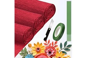 FYANER Crepe Paper Roll (9.8Inch x 8.2Ft/3Rolls),DIY Gift Crepe Paper Sheet Color Paper Flower Set for Birthday Decoration, Party Decoration and Wedding Decoration (Red)