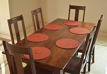 Kridhay Natura Life Living 15-Inch Cotton Round Table Mats, Orange