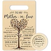 Gifts For Mother In Law, Mother In Law Cutting Board Set, Birthday Gifts For Bonus Mom, Bamboo Chopping Board With Coaster, Mothers Day Christmas Kitchen Favor Supplies -06
