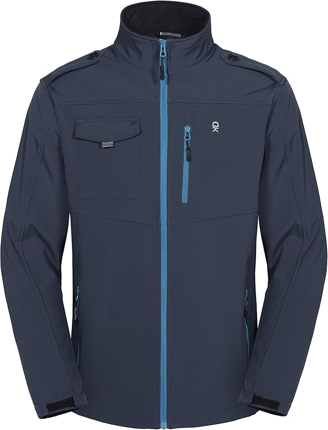 Little Donkey Andy Men's Fleece Lined Softshell Jacket, Lightweight Tactical Jacket, Water 