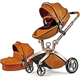 Baby Stroller 2018, Hot Mom Baby Carriage with Bassinet Combo,Brown