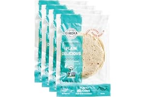 Eureka Tortilla Organic Plain Delicious Tortillas | Organic Artisanal Flour Tortillas | 6” Mini Wrap Whole Grains | Vegan, Non GMO, Low Calorie | (4 Packs, 8 Per Pack, 32 Total)