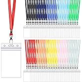 Fumete 100 Sets Name Tag Lanyards with ID Badge Holder Durable Clear Cruise Teacher Lanyards with Plastic Waterproof ID Badge Holders Bulk for Adults Teacher School Office Ship Cards(Bright Color)