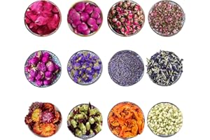 CoolCrafts 12 Pack Dried Flowers for Soap Making Dry Flowers Candle Making Resin Art, Rose Petals, Lavender, Jasmine