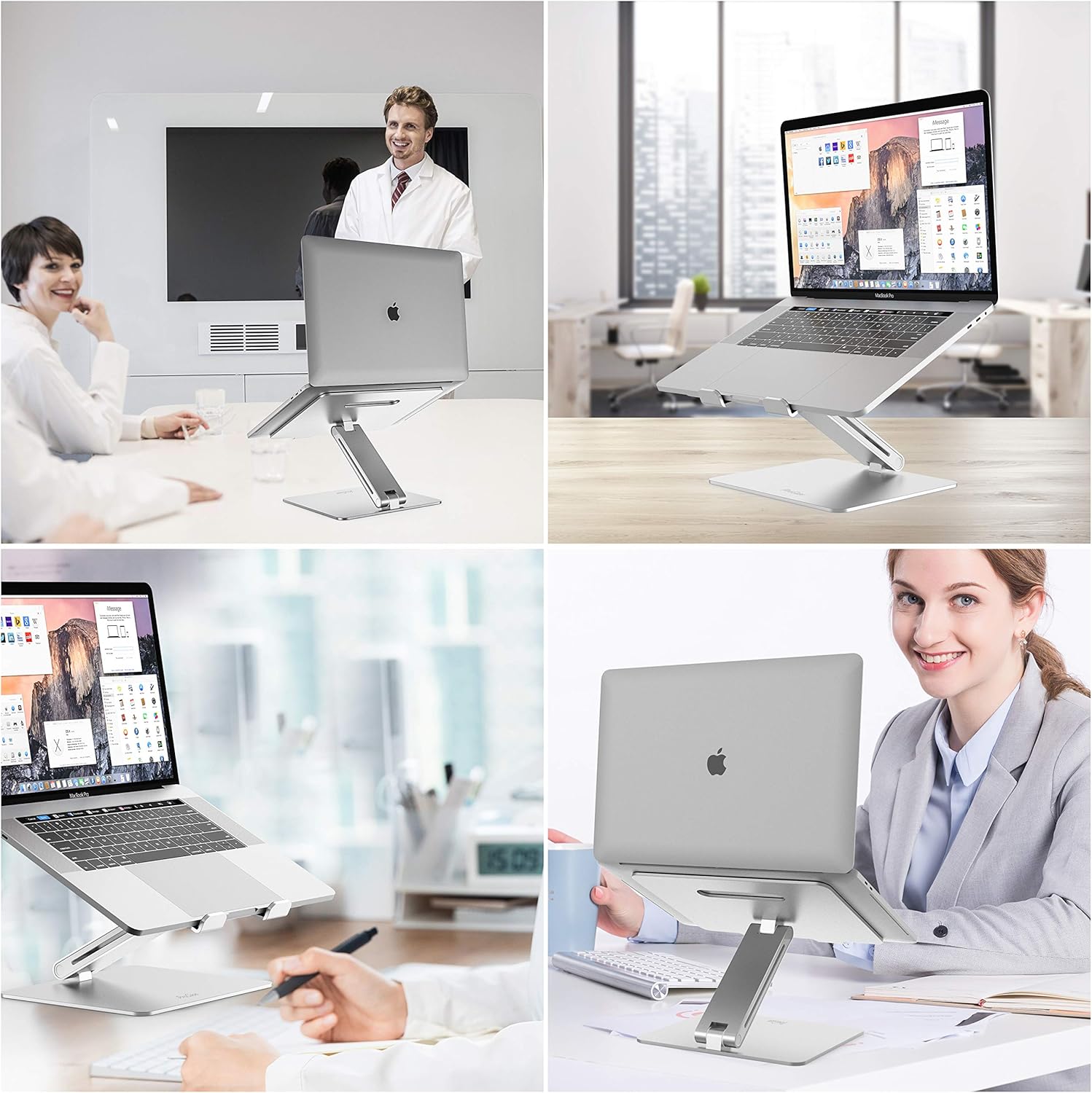 ProCase Adjustable Laptop Stand, Ergonomic Aluminum Laptop Holder, Portable Laptop Riser Notebook Computer Stand for MacBook Pro/Air Surface Dell Lenovo Laptops up to 15.6-Inch - Silver: ProCase: Electronics