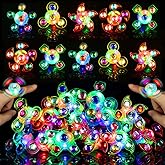 26 Pcs Glow Fidget Spinner Rings Bulk, LED Finger Lights Rotating Toy, Glow in The Dark Party Favor for Kids 4-12 Light Up Treasure Box Classroom Prizes Goodie Bag Basket Birthday Gifts for Boy Girl