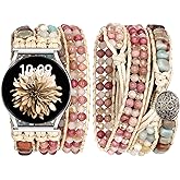JR.DM Boho Beaded Handmade Braided Bracelet Band Women 20mm Compatible with Samsung Galaxy Watch 7/6/5/4/Active 2/4 Classic/6 Classic/5 Pro/FE 40mm 42mm 43mm 44mm 45mm 46mm 47mm