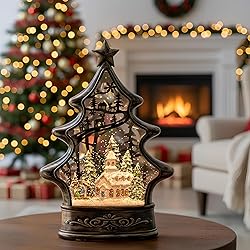 Christmas Snow Globe Lantern Water Glittering